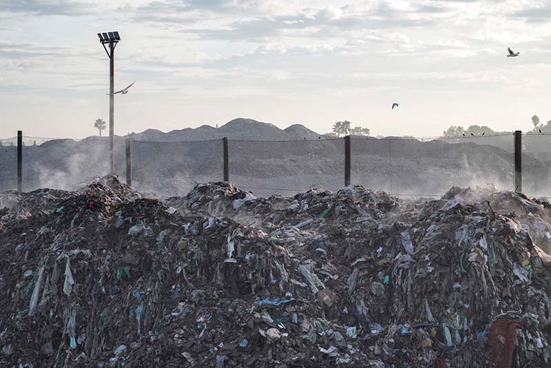 Landfill site with piles of waste