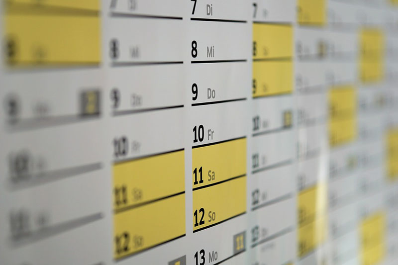 How long a permit lasts - calendar with dates