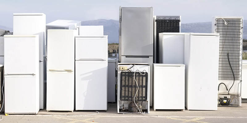 Fridges and freezers ready for recycling